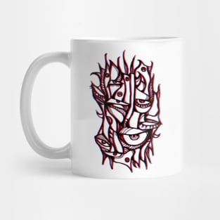 Abstract lines surreal magic eyes 3D red Mug